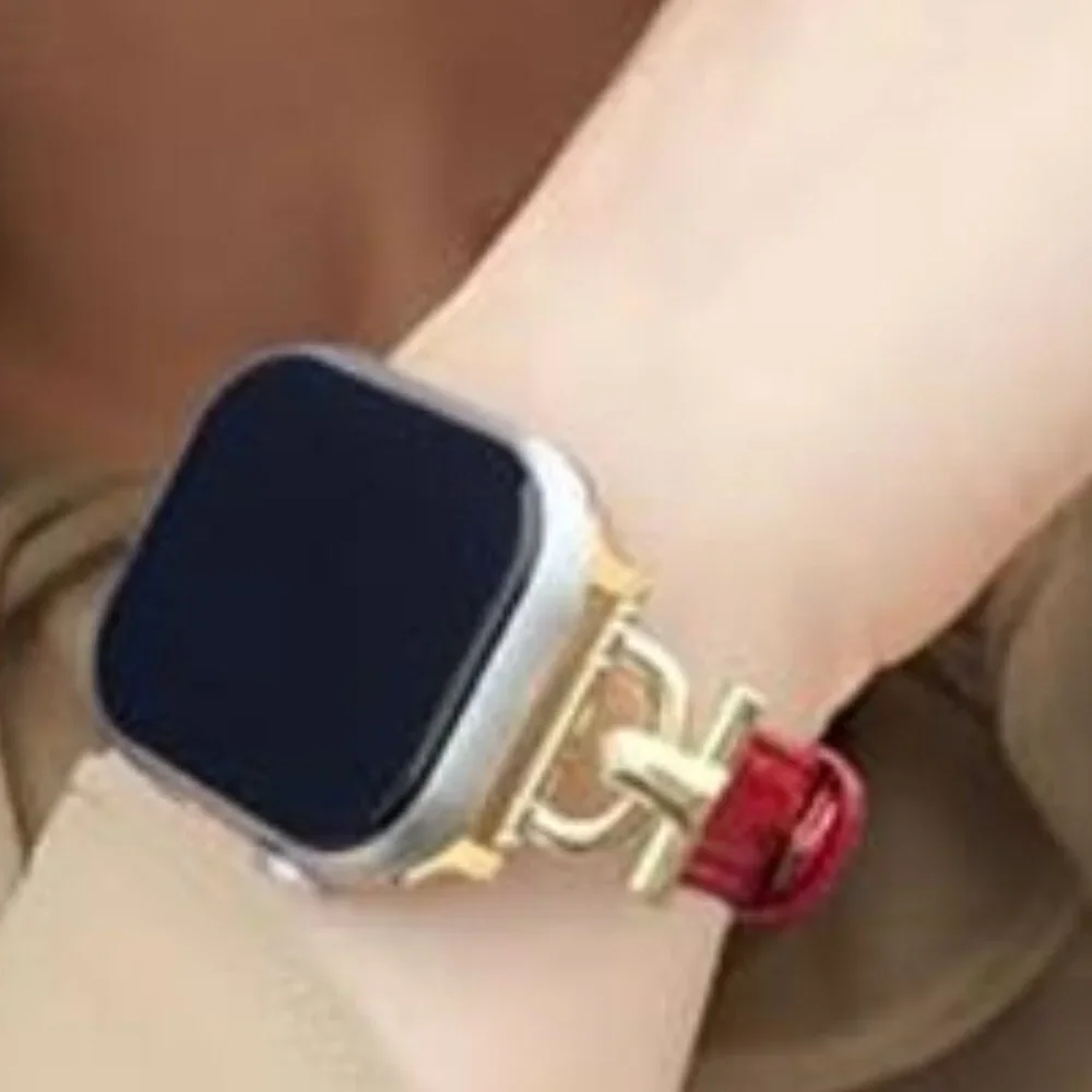 NEW Red/Gold Luxury Fashion Apple Watch Band - Picture 4 of 4